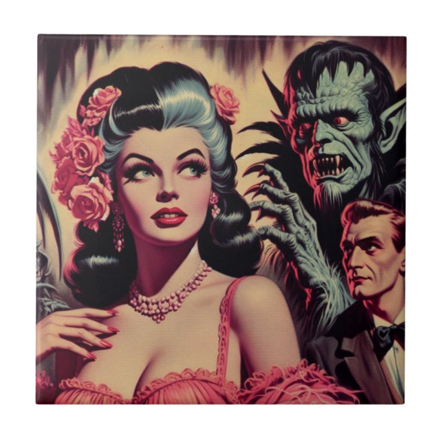 Vintage Monster Horror Girl  Tile (Front)
