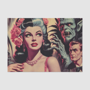 Vintage Monster Horror Girl  Tissue Paper