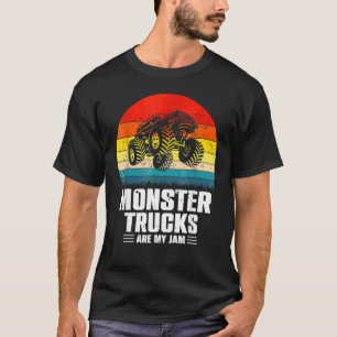 Vintage Monster Truck Are My Jam Boys Retro Sunset T-Shirt