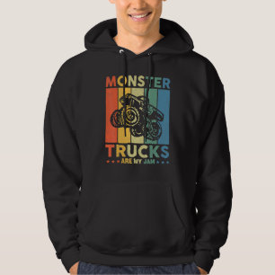 Vintage Monster Truck Are My Jam Retro Sunset Cool Hoodie