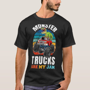 Vintage Monster Truck Are My Jam Retro Sunset Dino T-Shirt