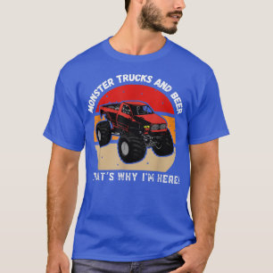 Vintage Monster Trucks And Beer Cool Retro Sunset T-Shirt