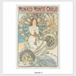 Vintage Mont-Carlo Poster by Alphonse Mucha 