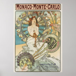 Vintage Mont-Carlo Poster by Alphonse Mucha 