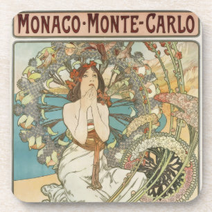 Vintage Mont-Carlo Poster by Alphonse Mucha Coaster
