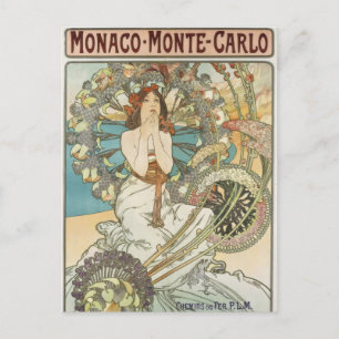Vintage Mont-Carlo Poster by Alphonse Mucha Postcard
