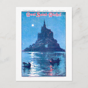 Vintage Mont Saint-Michel Travel Poster Postcard