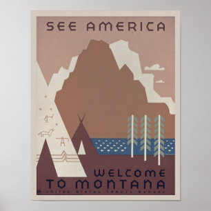 Vintage Montana America Travel Poster