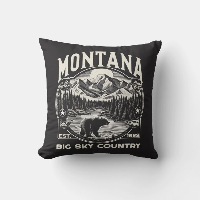 Vintage Montana Big Sky Country Cushion (Front)