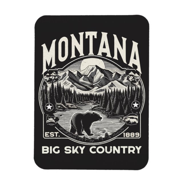 Vintage Montana Big Sky Country Magnet (Vertical)