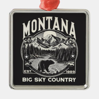 Vintage Montana Big Sky Country Metal Tree Decoration
