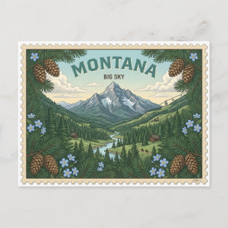 Vintage Montana Big Sky Mountain Resort Travel Postcard
