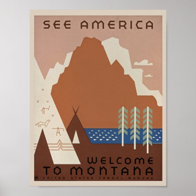 Vintage Montana Travel. Poster (Front)