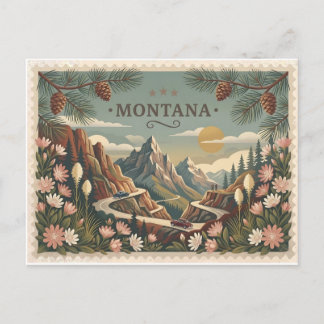 Vintage Montana Travel Poster Art Postcard