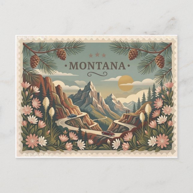 Vintage Montana Travel Poster Art Postcard (Front)