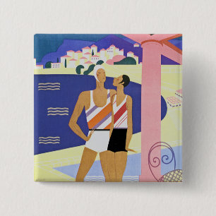 Vintage Monte Carlo Beach 15 Cm Square Badge