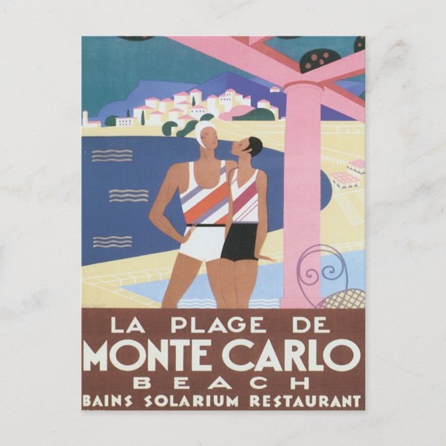 Vintage Monte Carlo Beach Postcard (Front)