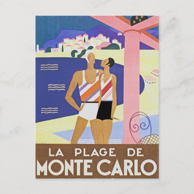 Vintage Monte Carlo Beach Postcard (Front)