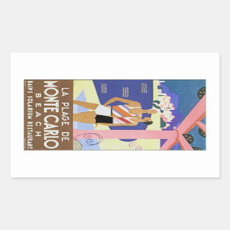 Vintage Monte Carlo Beach Rectangular Sticker