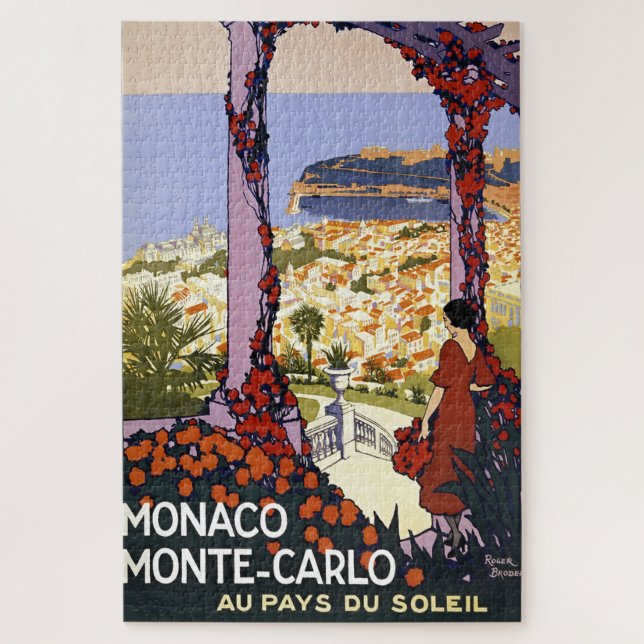 Vintage Monte Carlo Monaco Travel Illustration Jigsaw Puzzle (Vertical)
