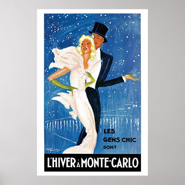 Vintage Monte Carlo Winter Travel Ad Poster (Front)