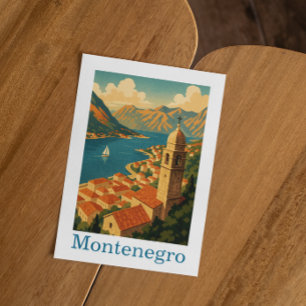 Vintage Montenegro Kotor Bay Balkan Travel  Postcard