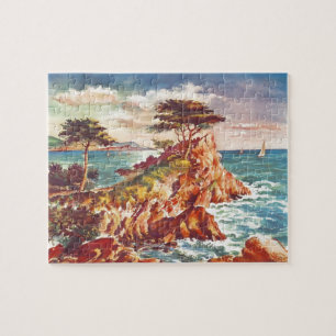 Vintage Monterey Coastline Californian Tourism USA Jigsaw Puzzle