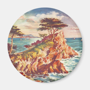 Vintage Monterey Coastline Californian Tourism USA Magnet