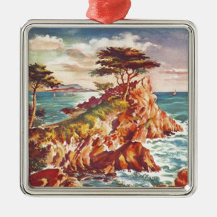 Vintage Monterey Coastline Californian Tourism USA Metal Tree Decoration