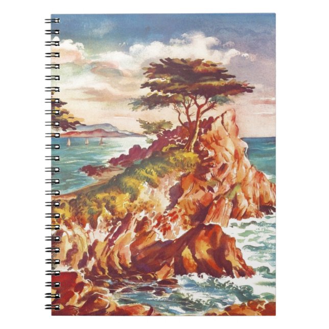 Vintage Monterey Coastline Californian Tourism USA Notebook (Front)