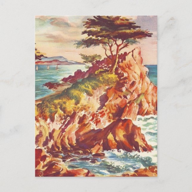 Vintage Monterey Coastline Californian Tourism USA Postcard (Front)