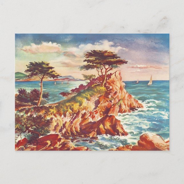 Vintage Monterey Coastline Californian Tourism USA Postcard (Front)