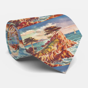 Vintage Monterey Coastline Californian Tourism USA Tie