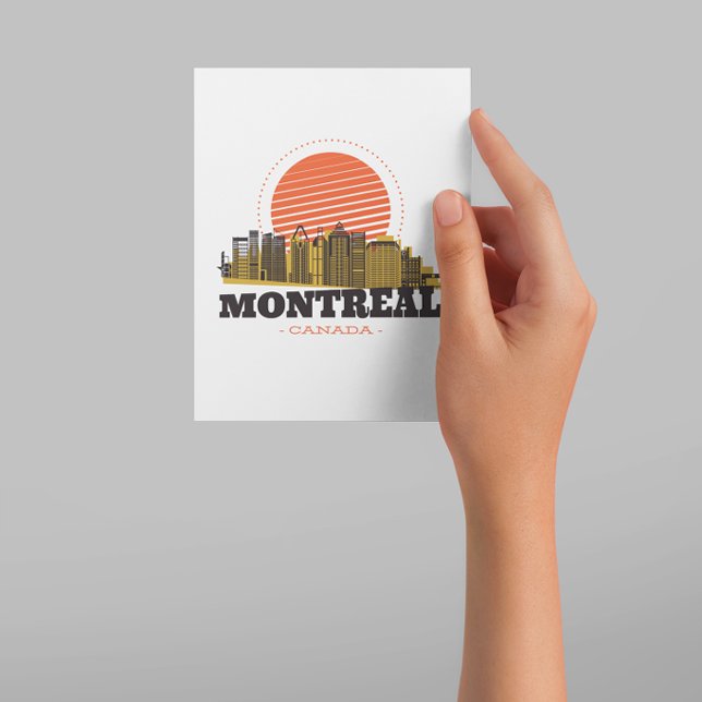 Vintage Montreal Canada Skyline   Thank You Card (Montreal Canada City Card)