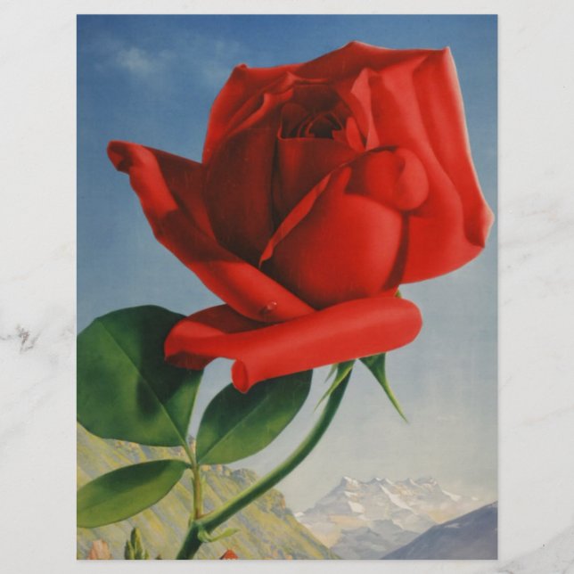 Vintage Montreux Red Rose Switzerland Geneva Lake (Front)