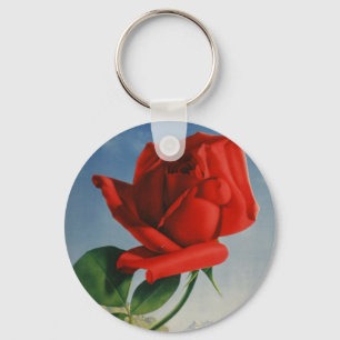 Vintage Montreux Red Rose Switzerland Geneva Lake Key Ring