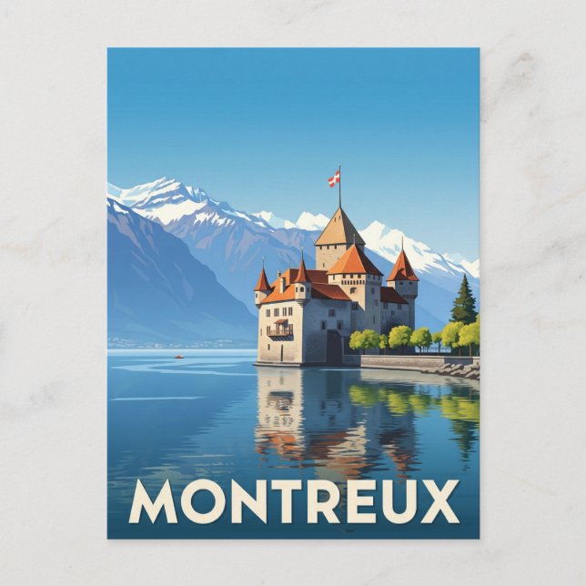Vintage Montreux Switzerland Postcard (Front)