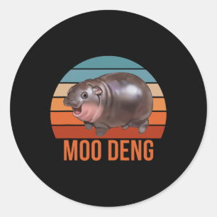 Vintage Moodeng Hippo Famous Ba Classic Round Sticker