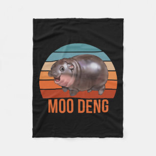 Vintage Moodeng Hippo Famous Ba Fleece Blanket