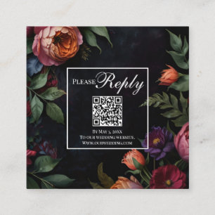 Vintage moody dark floral boho roses enclosure card