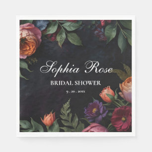Vintage moody dark floral boho roses napkin