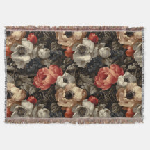 Vintage Moody Floral Throw Blanket – Dark Cottagec
