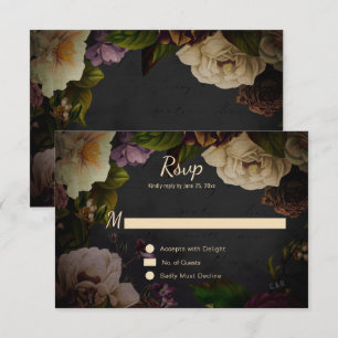 Vintage Moody Florals on Black RSVP