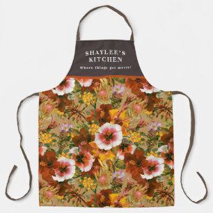 Vintage Moody Tropical Blooms Apron