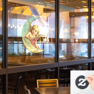 Vintage Moon Angel Window Cling