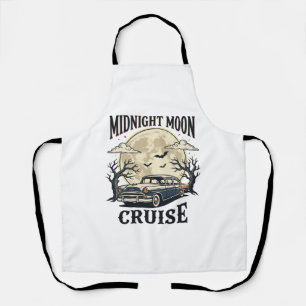 Vintage Moon Car Gothic Classic Auto Halloween Des Apron