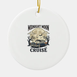 Vintage Moon Car Gothic Classic Auto Halloween Des Ceramic Tree Decoration