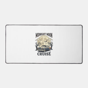 Vintage Moon Car Gothic Classic Auto Halloween Des Desk Mat