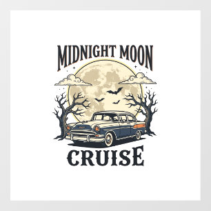 Vintage Moon Car Gothic Classic Auto Halloween Des Window Cling
