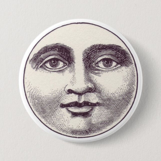 Vintage Moon Face Button (Front)